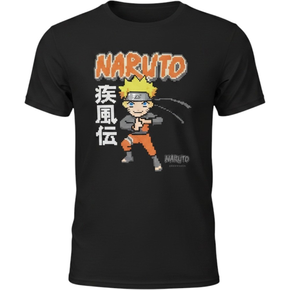 Naruto Shippuden 8-Bit Pixel Character Graphic T-shirt Mens Medium